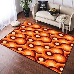 Brown Orange Rug for Home Living Room Retro Mid Century Decoration Carpet Bedroom Sponge Mat for Bathroom Floor Carpet Doormat