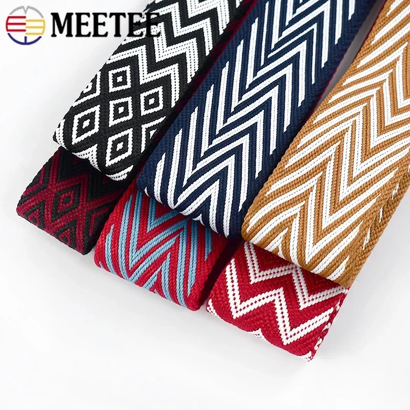 

2/5M 2mm Thick Meetee Nylon Jacquard Webbing 38/50mm Bag Strap Canvas Ribbon Tapes Luggage Lanyard Band Sewing Bias Accessories