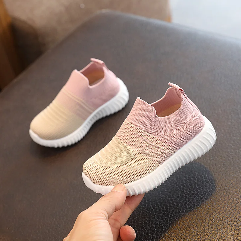 Kids Shoes Stripe Knitted Toddler Baby Sneakers Casual Slip on Sneakers Children Shoes Girls Boys Sports Shoes Spring & Autumn