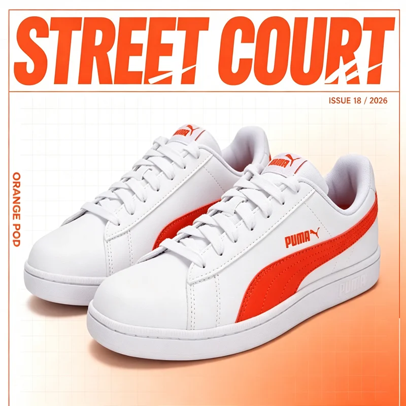 

2026 PUMA Low Leather Skate Shoes Classic Formstrip Logo Lightweight Casual Walking White Red Daily Sneakers 372605-50