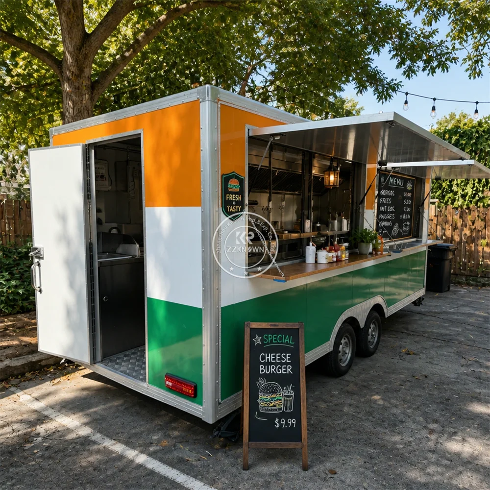 

Mobile Pizza Burger Truck Hot Dog Snack Cart Food Trailer Concession Food Truck With Complete Kitchen Equipment