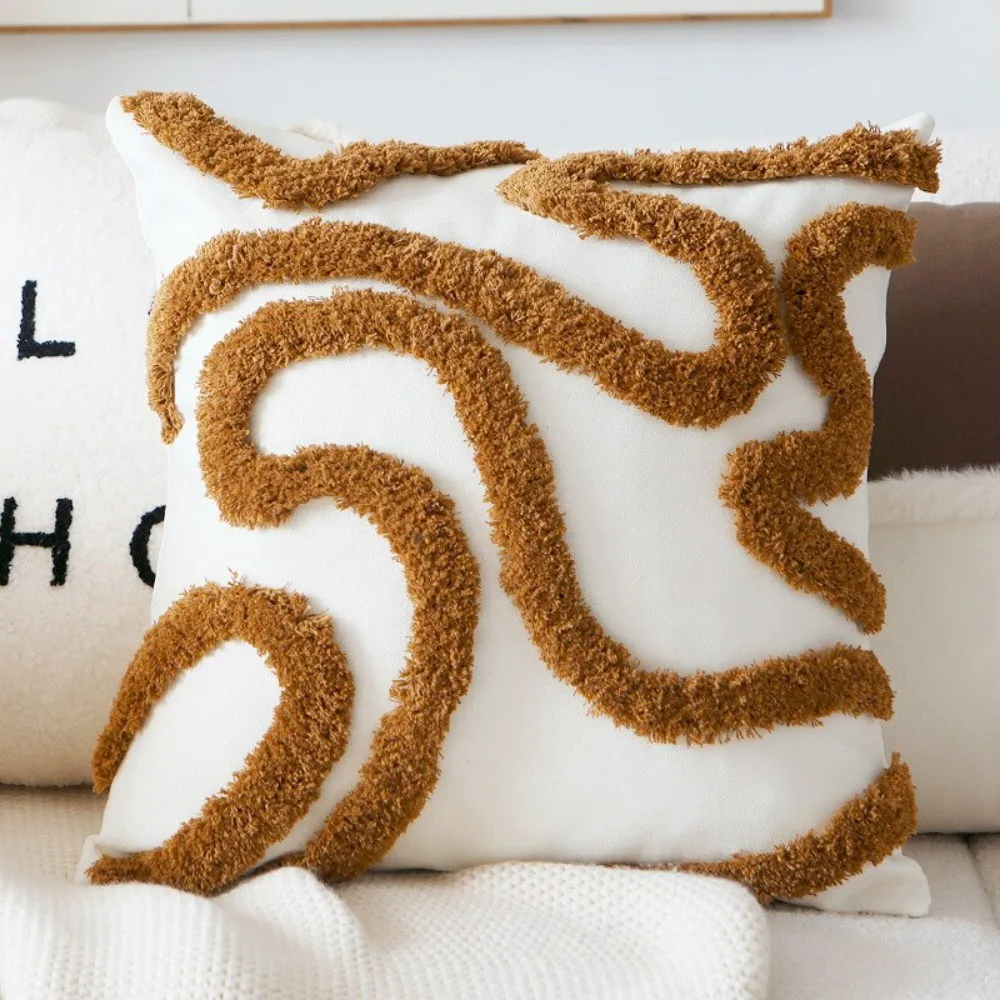 Cream Coffee Grey Cushion Cover Nordic Beige Sofa Throw Pillow Cover Modern Simple Sofa Bedroom Waist Pillow Home Decoration