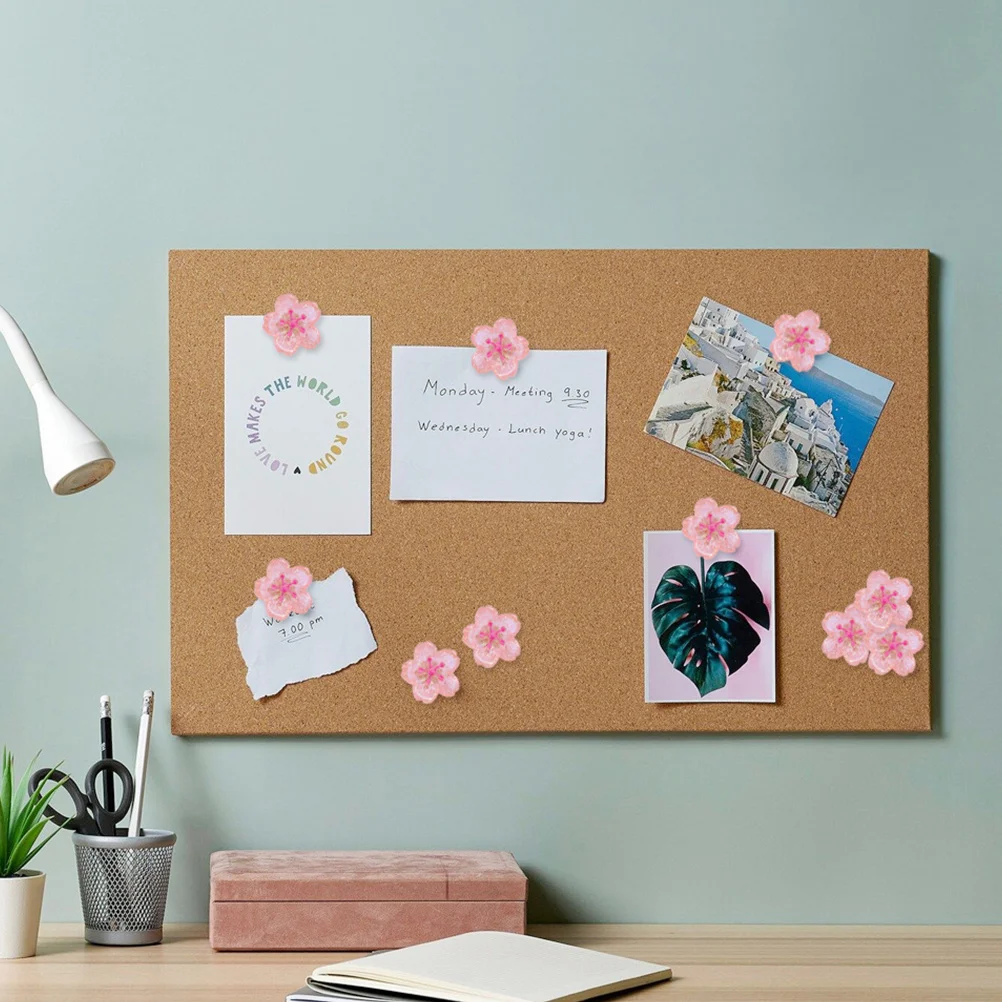 

30Pcs Pink Cherry Blossom Push Pins Aesthetic Decorative Flower Pushpins Cork Board Bulletin Office Accessories
