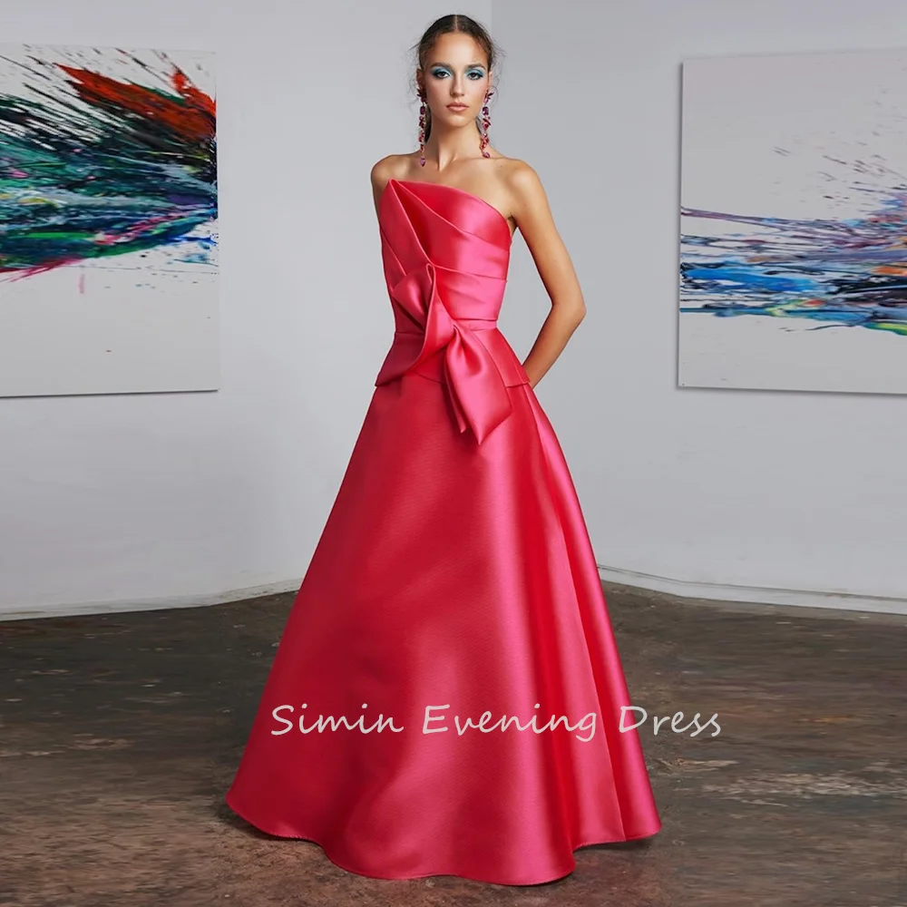 

Simin فستانسهرة Luxury Party Dress Satin Strapless Sexy A-Line Sleeveless elegant Formal Saudi evening gala dress for women 2024