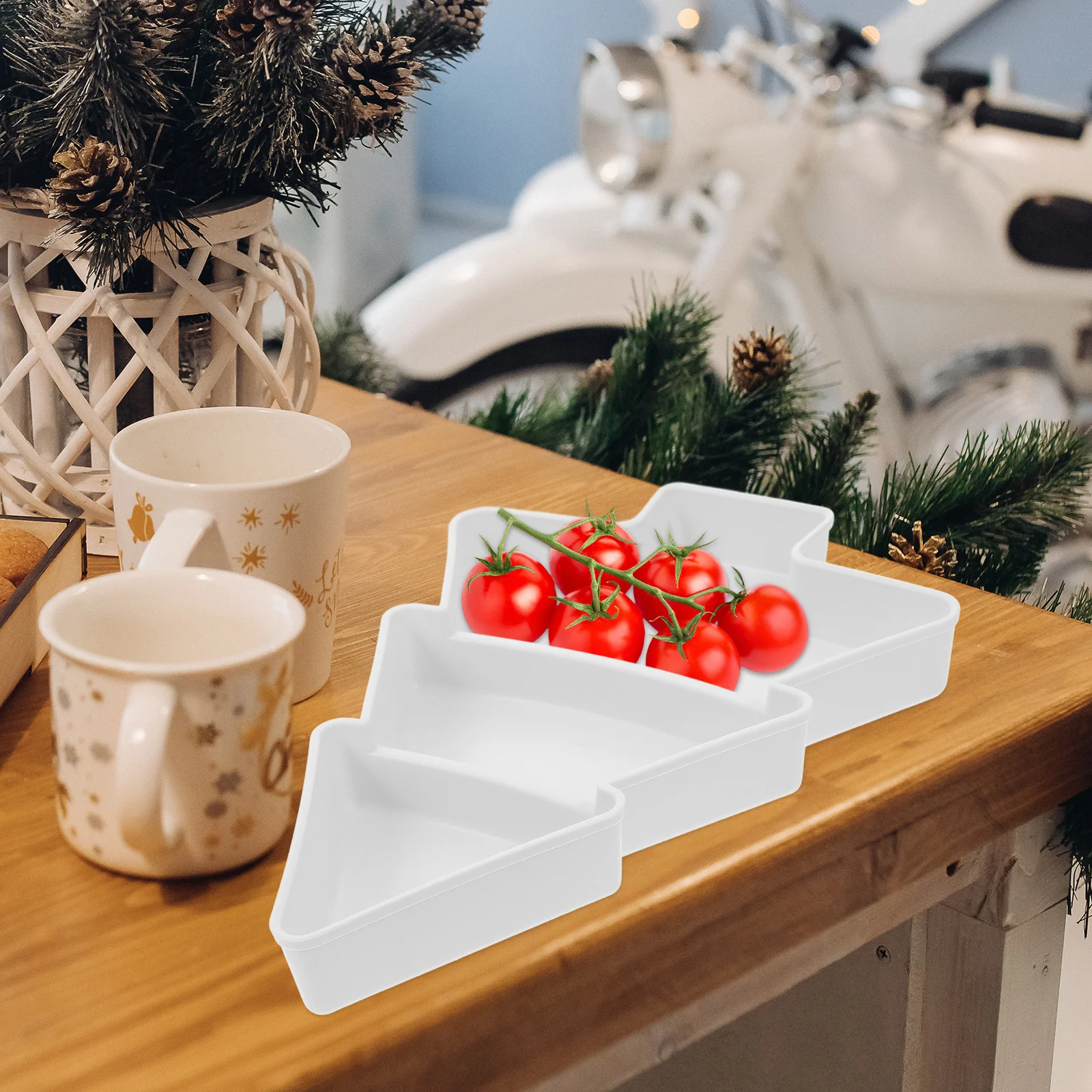

Shaped Christmas Tree Dinner Plates Holiday Party Tray Serving Decorate
