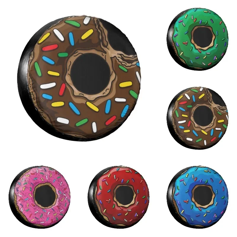 Chocolate Donut Doughnut Spare Tire Cover Bag Pouch for Mitsubishi Pajero Food Waterproof Car Wheel Covers 14