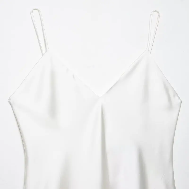 Summer 2025 New Arrival Women's Design Sense Silk Satin Texture Midi Long Dr Ele Sle Svel Neline