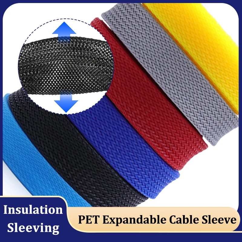 

5M Expandable Cable Sleeve Wire Protect PET Insulated Braided Sleeving Tight Protective Sheath 2/4/6/8/10/12/14/16/20/25/30/40mm