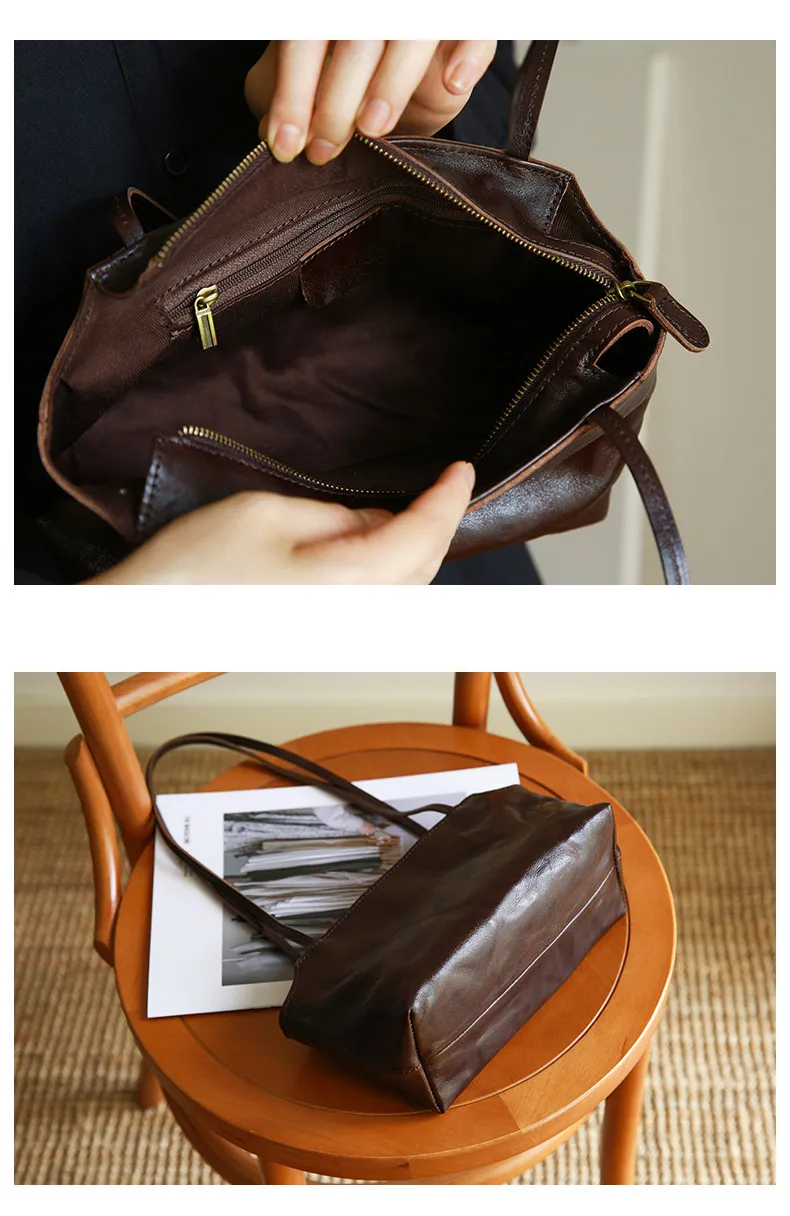 PNDME Vintage Organizer Designer Damen Schultertasche aus pflanzlich gegerbtem Rindsleder, Wochenendtasche, Partytasche, luxuriöse Echtleder-Unterarmtasche – Detail 5