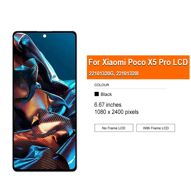 SUPER AMOLED LCD For Xiaomi POCO X5 Pro LCD 22101320G 22101320I Display Touch Screen Digitizer Assembly For Poco X5 Pro Screen