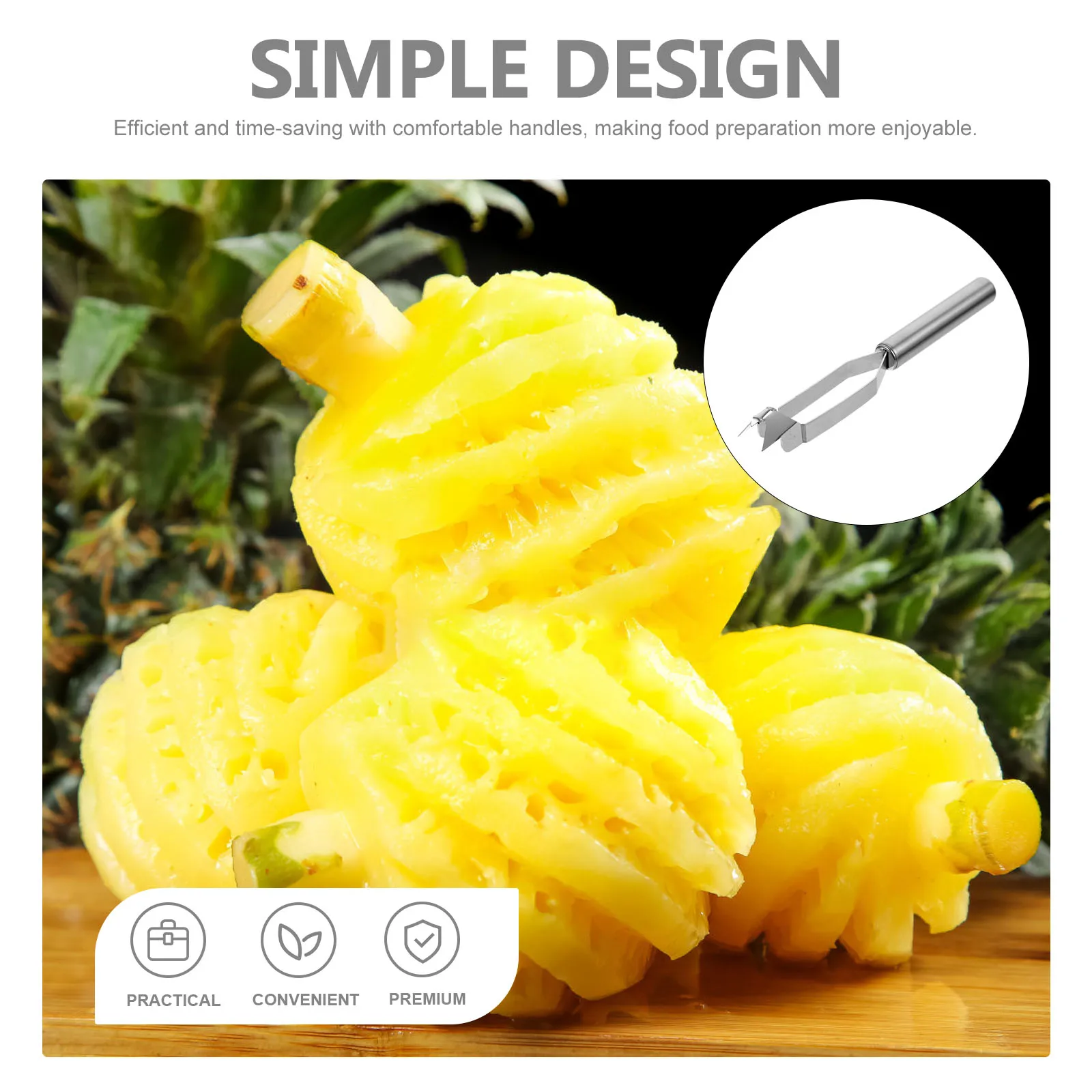 

2 Pcs Pineapple Knife Set Multifunctional Eye Remover Peeling Tools Skin Peeler Kitchen Removers
