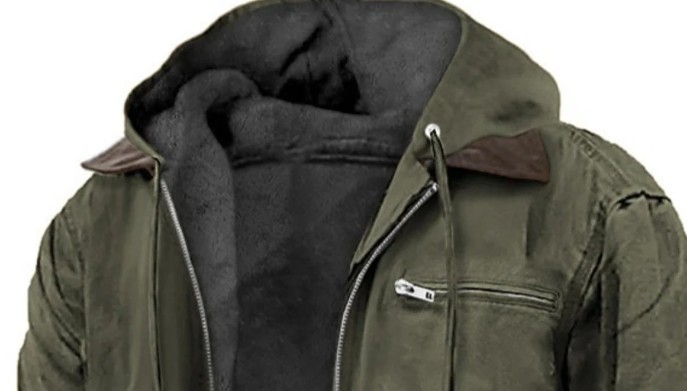 

2025 зимняя мужская повседневная куртка с капюшоном, модная флисовая верхняя одежда на молнии, пальто, мужская винтажная уличная одежда с капюшоном, свободные теплые куртки