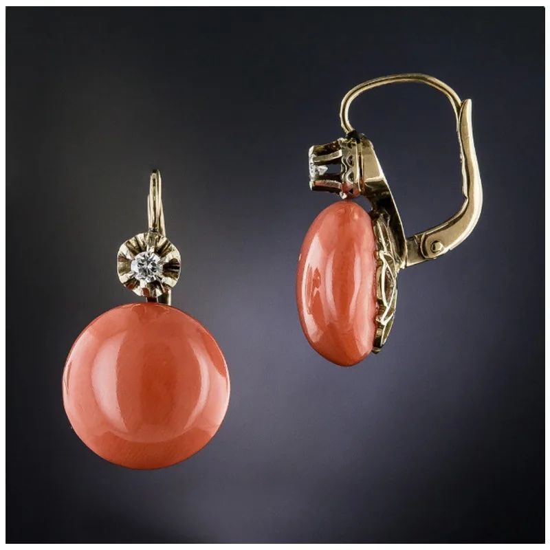 

Retro Exquisite Round Red Stone Geometric Pendant Earrings for Ladies To Wear Daily Jewelry Mother's Day Gifts and Accessories