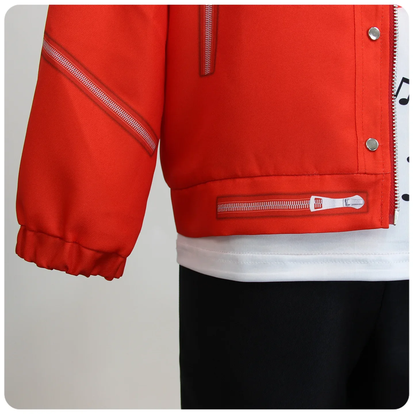 Jungen Sänger Rote Jacke Klavier-Print T-Shirt Schwarze Hose Set Halloween Kinder Bühnen-Cosplay Party-Outfit – Detail 6