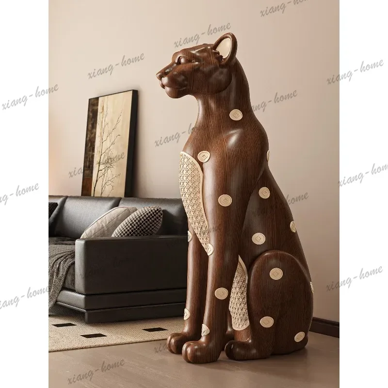 Medieval style leopard large ornament floor-to-ceiling living room retro high-end decoration