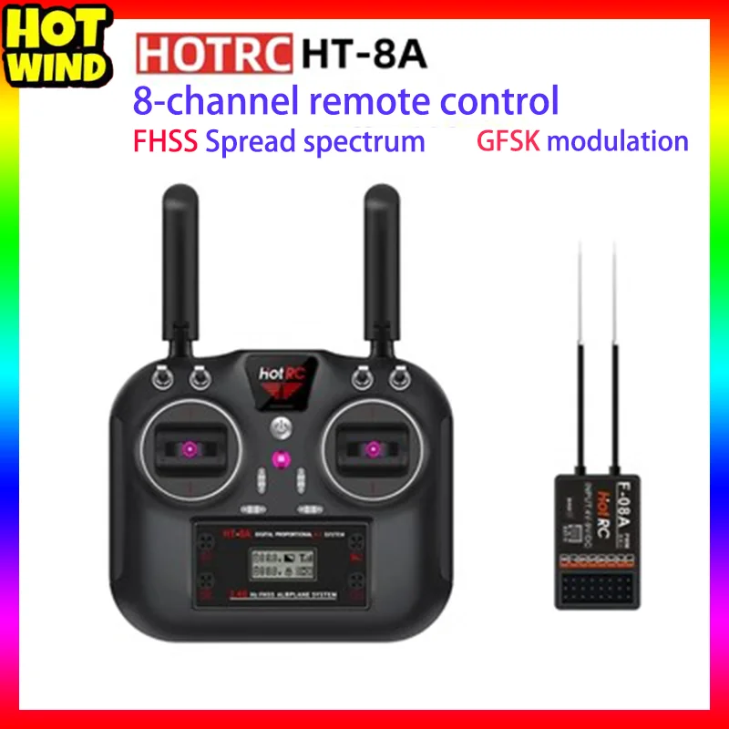 Rc Hotrc Ht-8a  Fshh Gfsk 2.4g Remote Control Transmitter And 8ch F-08a Receiver For Drone Rc  Model Aircraft Rc Car Rc Ship