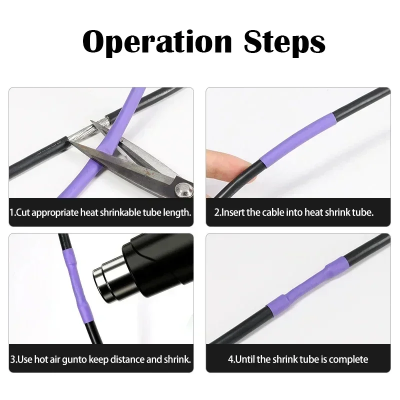 1~25Meters Purple Dia 2/3/4/5/6/7/8/9/10/12/16/20/25/30/40/50 mm Heat Shrink Tube 2:1 Polyolefin Thermal Cable Sleeve Insulated