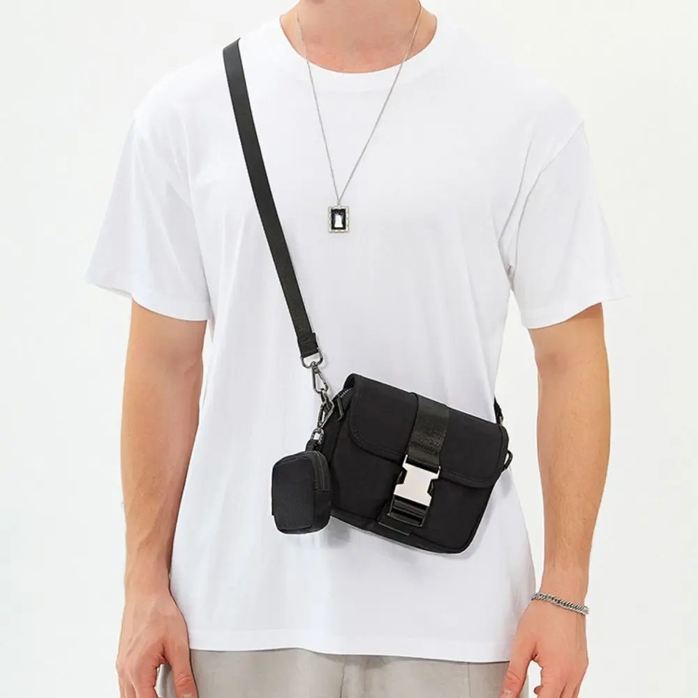 Oxford Cloth Men's Messenger Bag Black Japanese Style Male Crossbody Bag Large Capacity Multi Functional Outdoor Travel Pouch