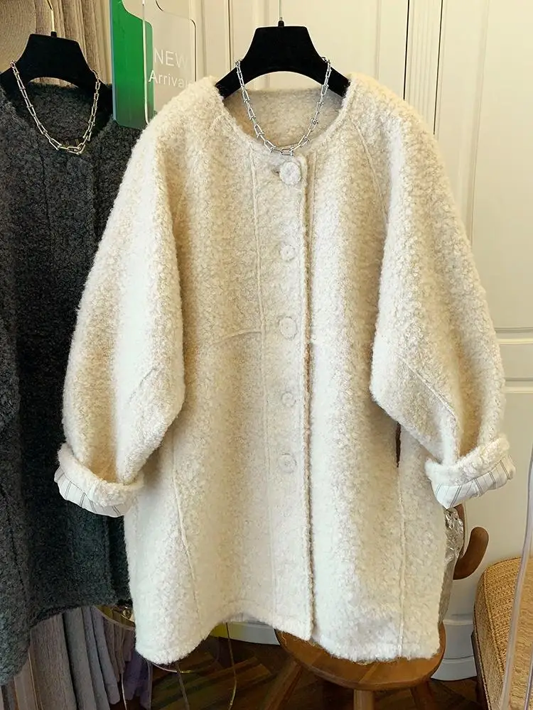 معطف SuperAen ذو صدر واحد برباط متوسط الطول للنساء بخصر وأكمام طويلة سترة خريف وشتاء 2025