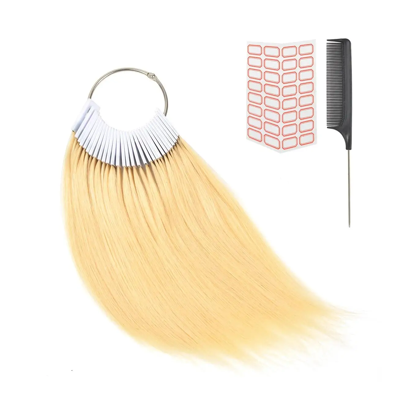 30 pcs 8 Inch Blonde Human Hair Color Ring Swatches Testing Color Samples Rings for Salon Hair Color Chart