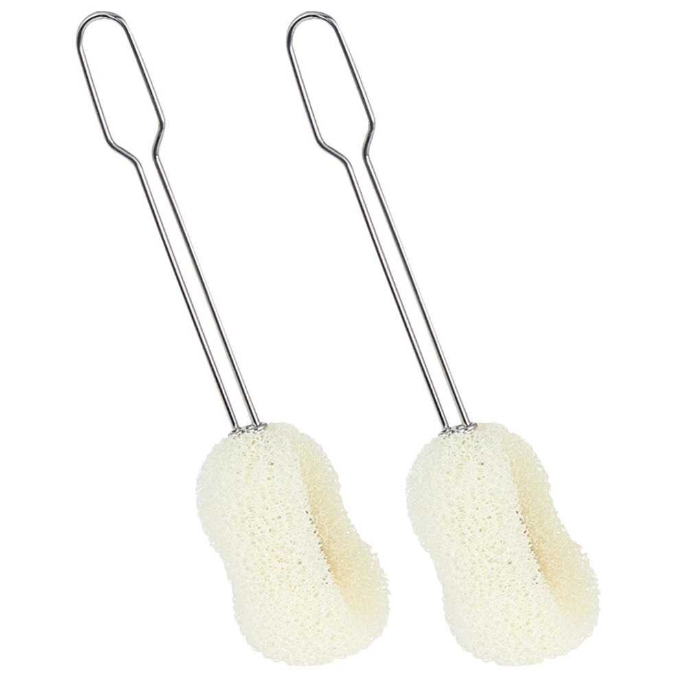 

2pcs Long Handle Bottle Brush Cup Sponge Cleaner Scrubber For Baby Water Wine Sports Bottles Reusable Lightweight Flexible