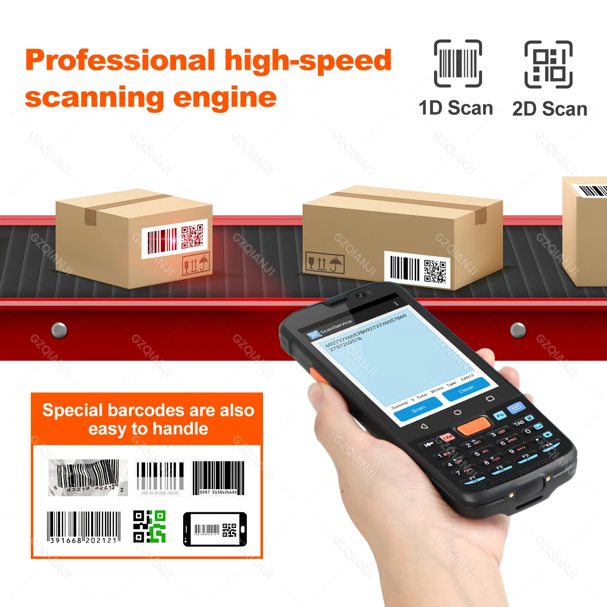 Android 11 Rugged PDA Handheld Terminal 4GB+64GB 1D 2D Scanner Barcode Reader 4G NFC Keyboard Touch Screen Data Collector