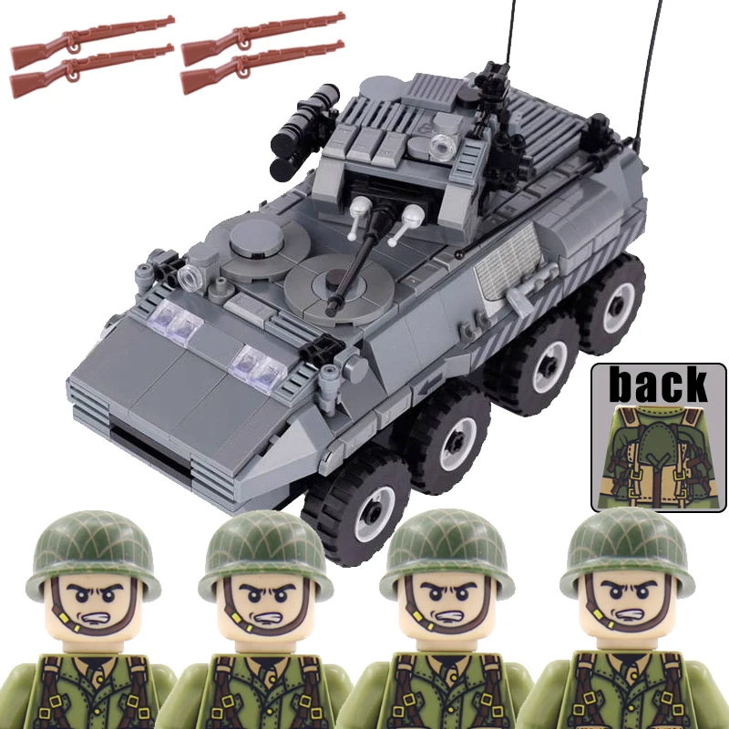 WW2 Military Vehicle US German soldiers Figures Building Blocks Tank Armored Car Truck Gun Accessories Army Bricks Toy Kids Q145