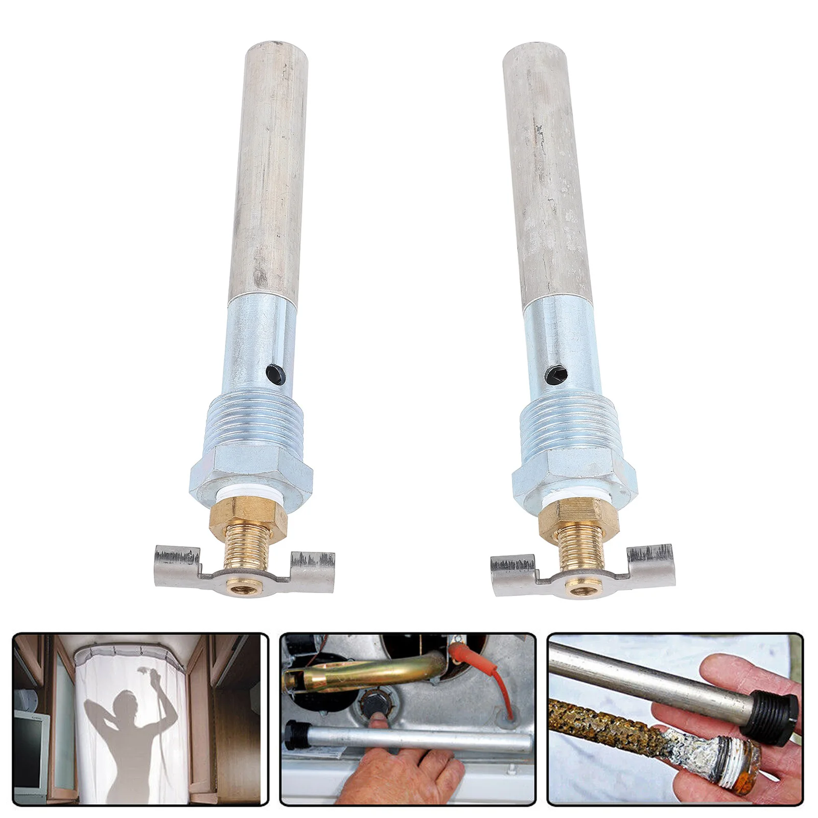 

2Pcs RV Hot Water Heater Anode Rod Aluminum Magnesium Anode Rod Wide Application Long Lasting for Atwood Water Heater