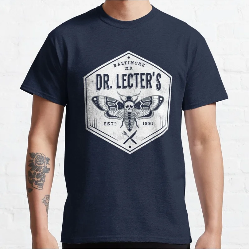 Dr. Lecter's - Death's Head Moth Horror moive tops The Silence of the Lambs scary film hannibal serial killer Graphic T Shirts