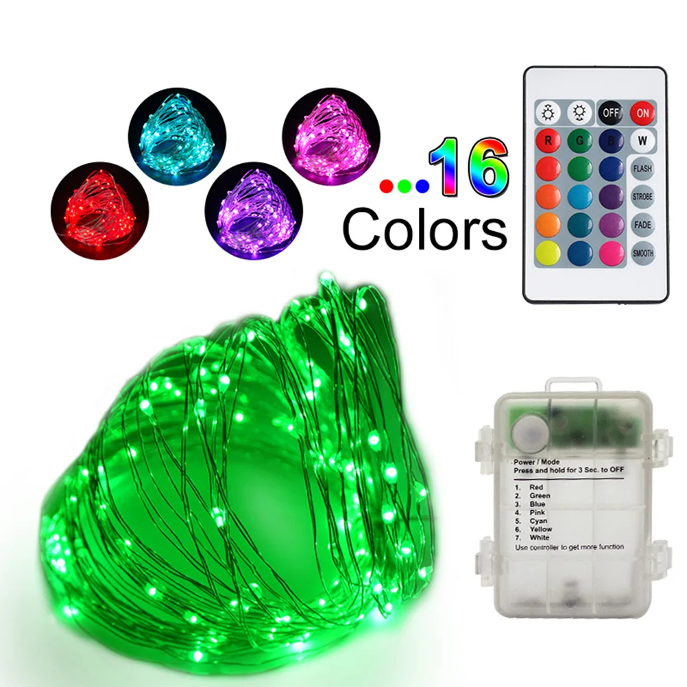 

50 LED Powered 16 Colors Light String Multicolor Remote Control Adjustable Brightness LED String Lights for Home