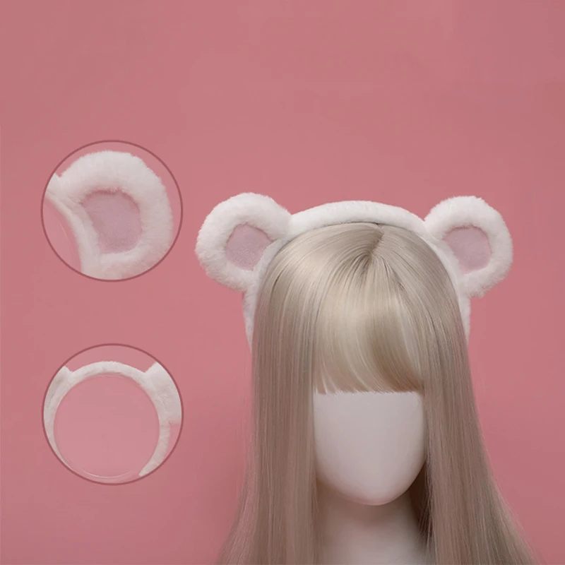 Cerceau de cheveux d'oreille d'ours mignon pour femmes, bande de sauna pour filles, bande d'oreille d'animal en peluche, vêtements de sauna de cosplay d'anime, accessoires de cheveux