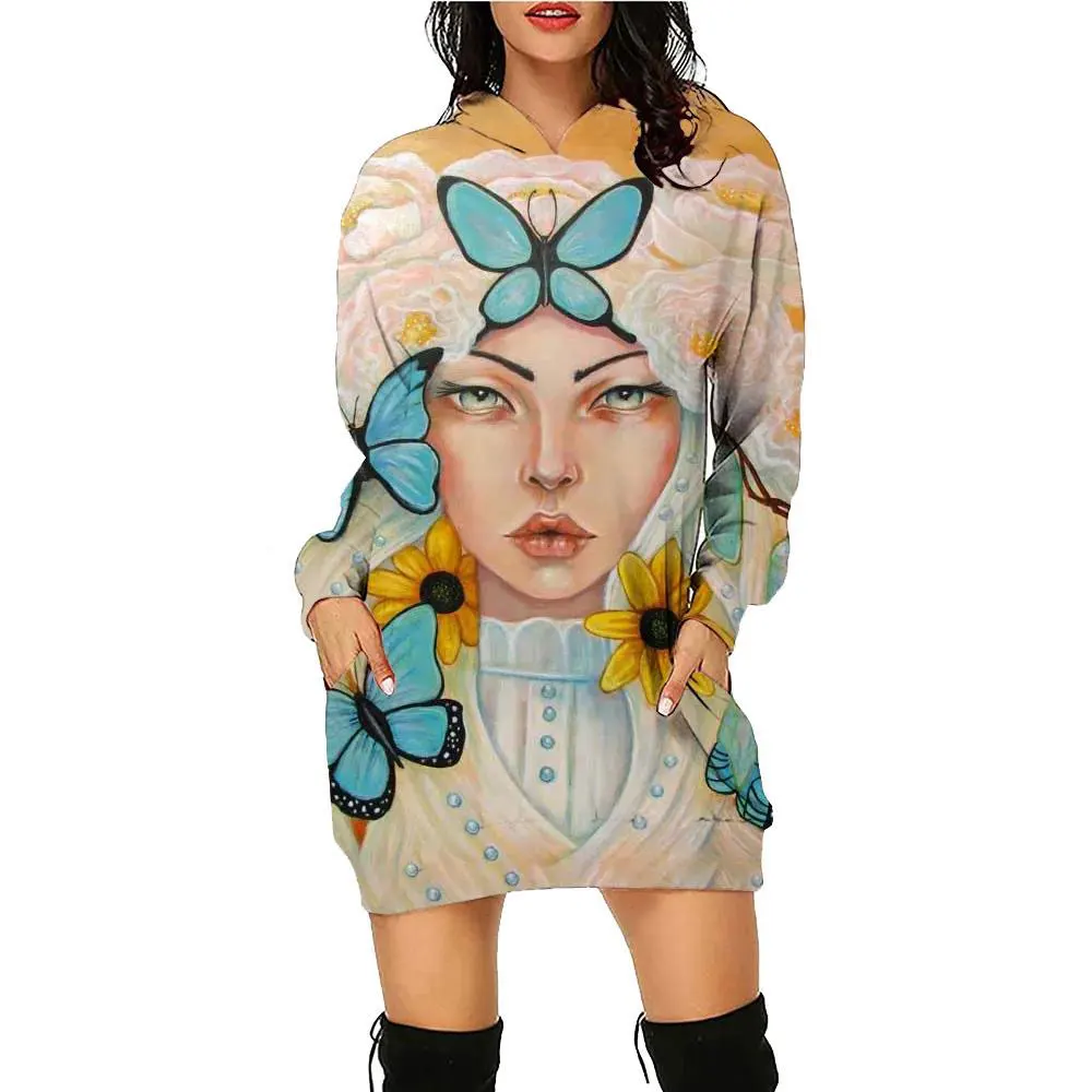 New 3D Pattern Portrait Facial Hoodie Women's Daily Exercise Hoodie Long Sleeve Hoodie Autumn/Winter Loose Fashion