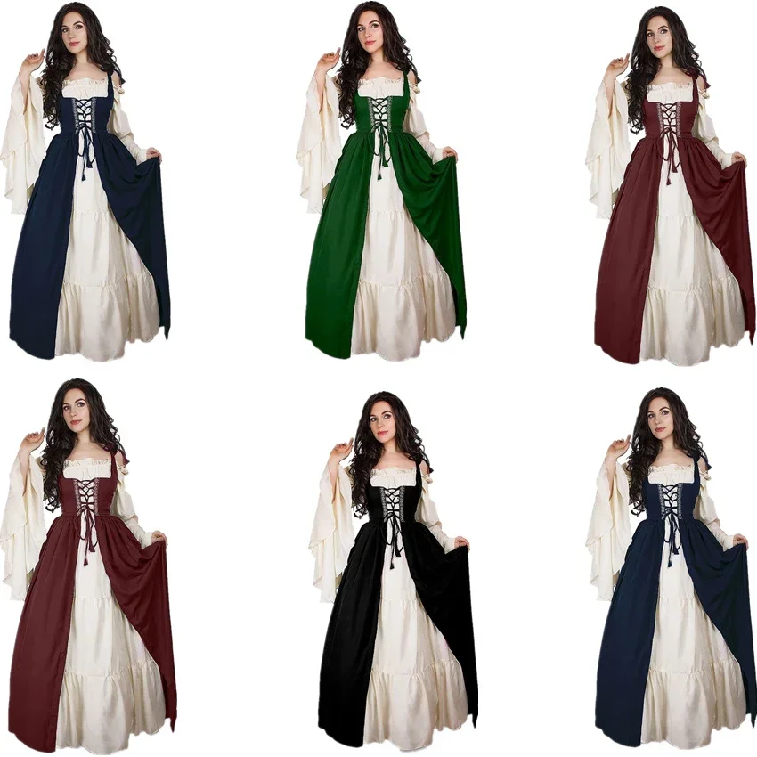 S-3XL Medieval Punk Dress Cosplay Halloween Costumes Women Palace Carnival Party Disguise Princess Female Victorian Vestido Robe