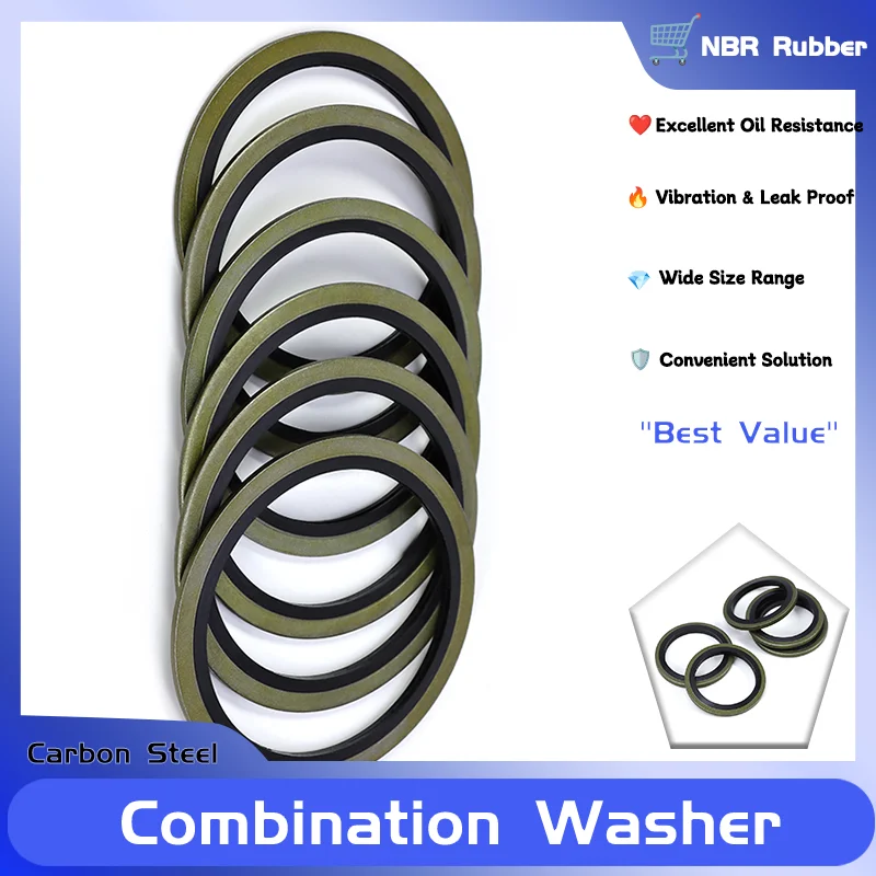 

Carbon Steel NBR Rubber Washer Gasket Bonded Washer Oil Drain Plug Sealing O Ring Seals M5 M6 M8 M10 M12 M14 M16 M18 M20~M60