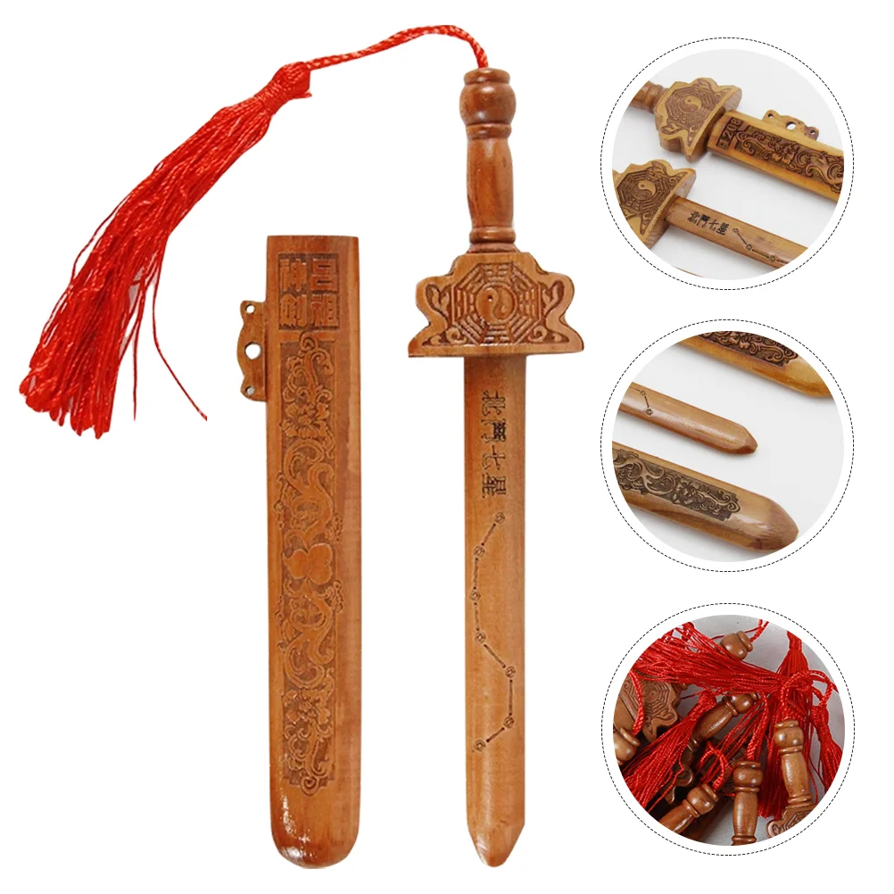 Sword Wall Pendant Evil Spirits Exorcism Craft Toy Wooden Charm Caftt Decor Engraving Hanging Home