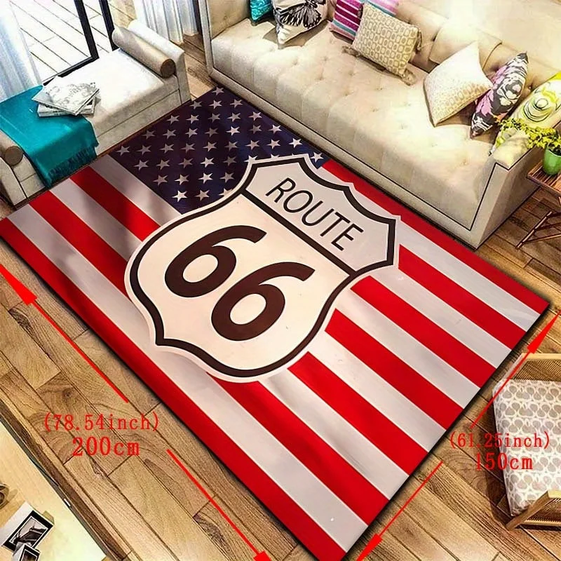 Vintage Route 66 American Road Trip Doormat Floor Mat Welcome Rug Retro Travel Sign Entryway Hallway Mat 40x60cm