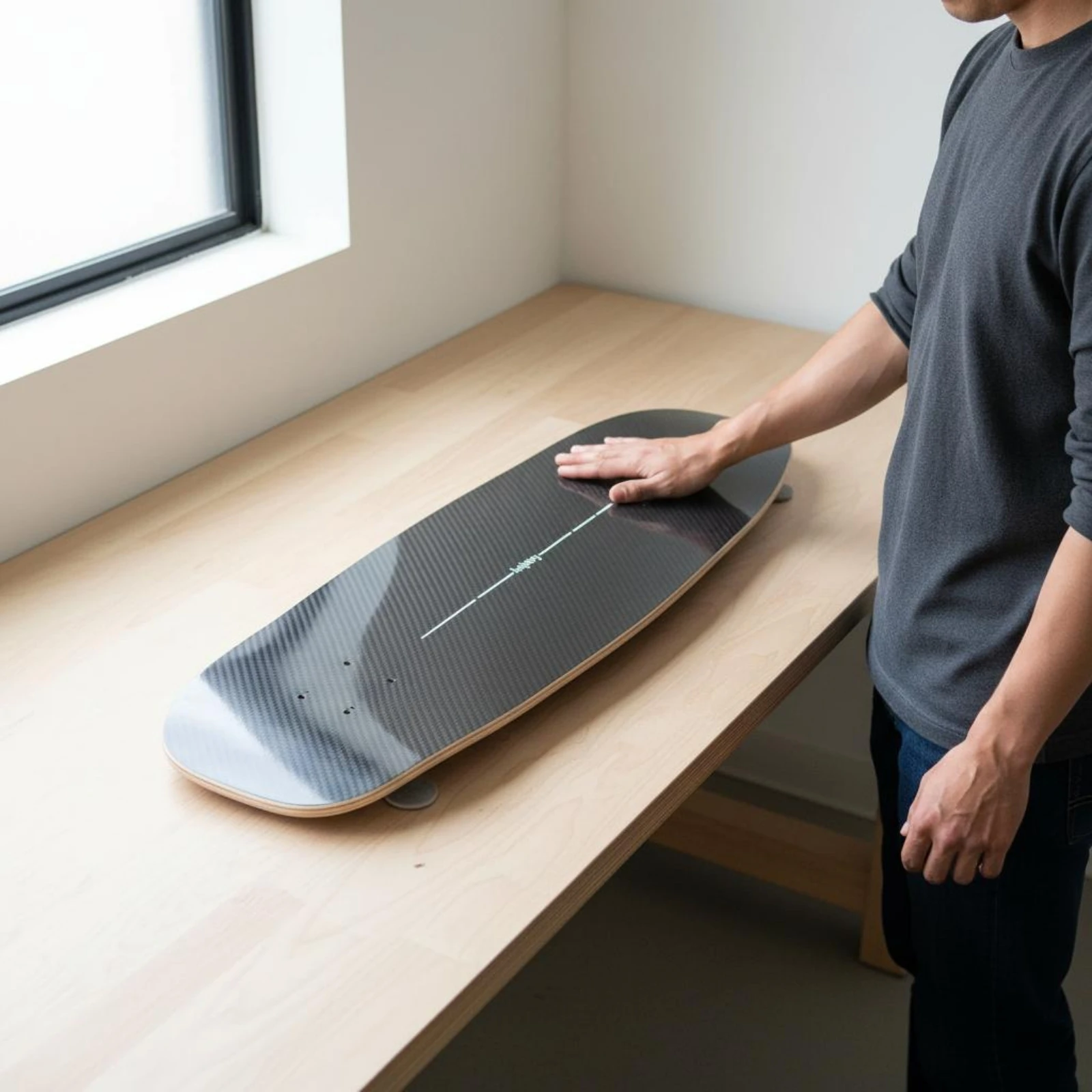 land-surfboard-deck-high-gloss-finish-carbon-fiber-deck-7-layer-maple-board-portable-wheeled-sport-gear-for-parking-lot