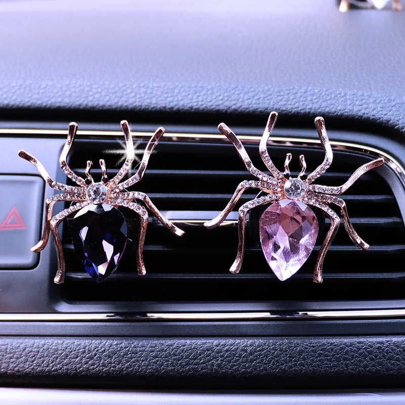 Bling Spider Car Air Fresheners Vent Clips, Cute Lovely Spider Car Air Vent Clips Funny Diamond Diffuser Vent Clip Decoration