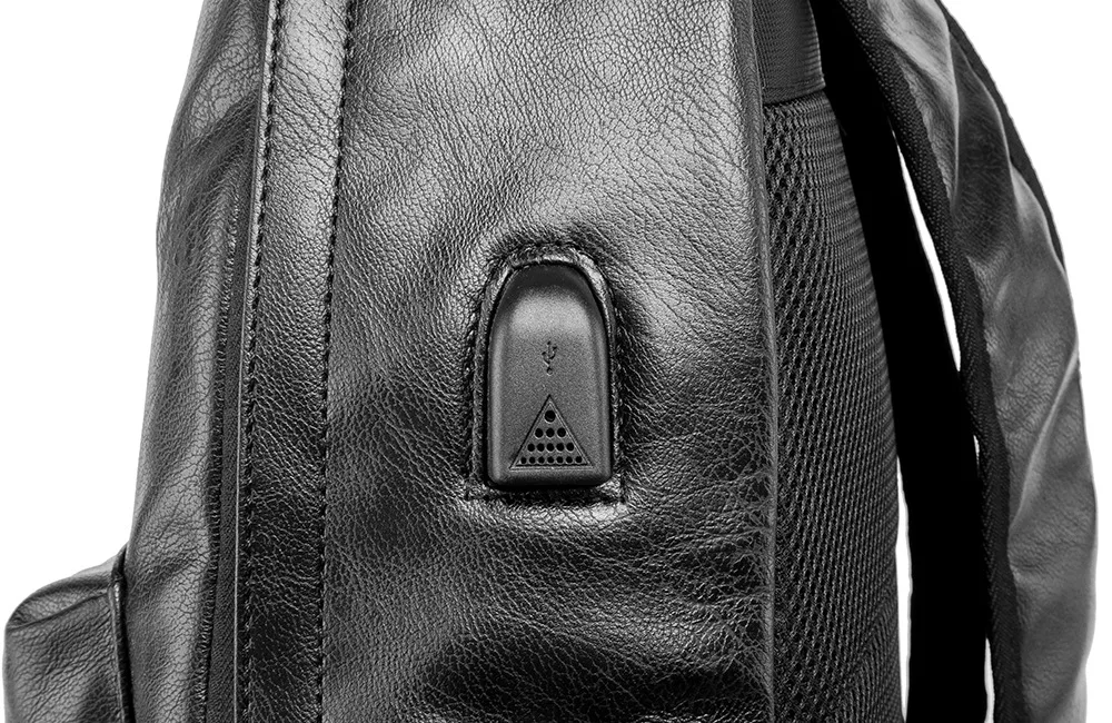 Modischer Rucksack mit Streifenmuster für Herren, große Kapazität, Reisetasche mit USB-Anschluss, Herrenrucksäcke, weicher Rucksack aus PU-Leder, Schulrucksack für männliche Studenten. – Detail 20