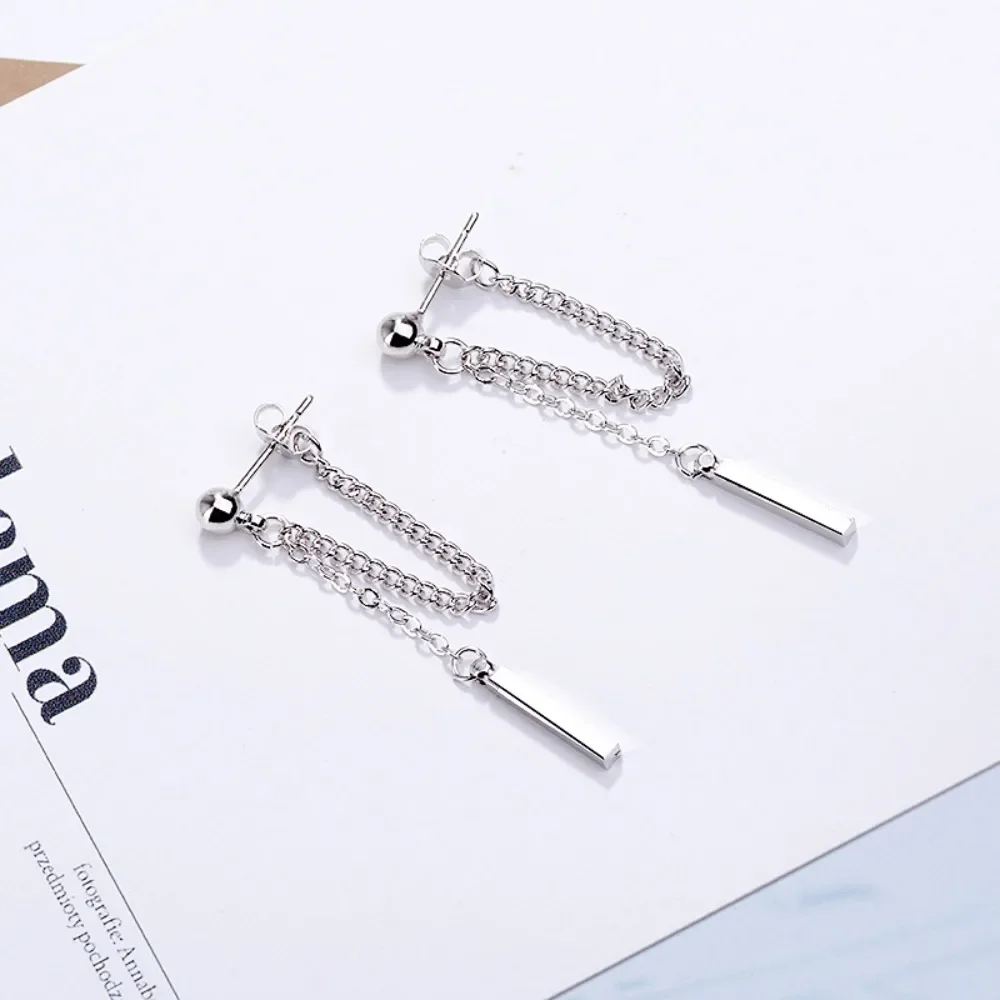 Stainless Steel Charm Long Chain Tassel Dangle Earrings for Women Exquisite Silver Color Ear Line Korea Jewelry Gift Colorfast