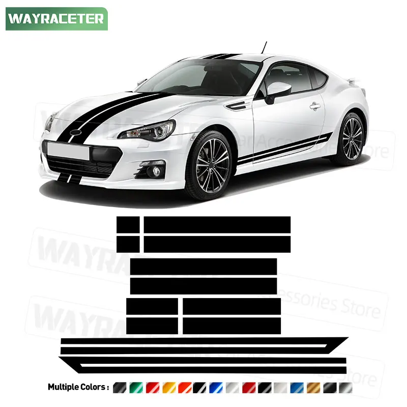 12 Pcs/Set Car Bonnet Stripes Sticker Hood Roof Trunk Door Side Carbon Fiber Vinyl Decal For Subaru BRZ 2012-2020 Accessories