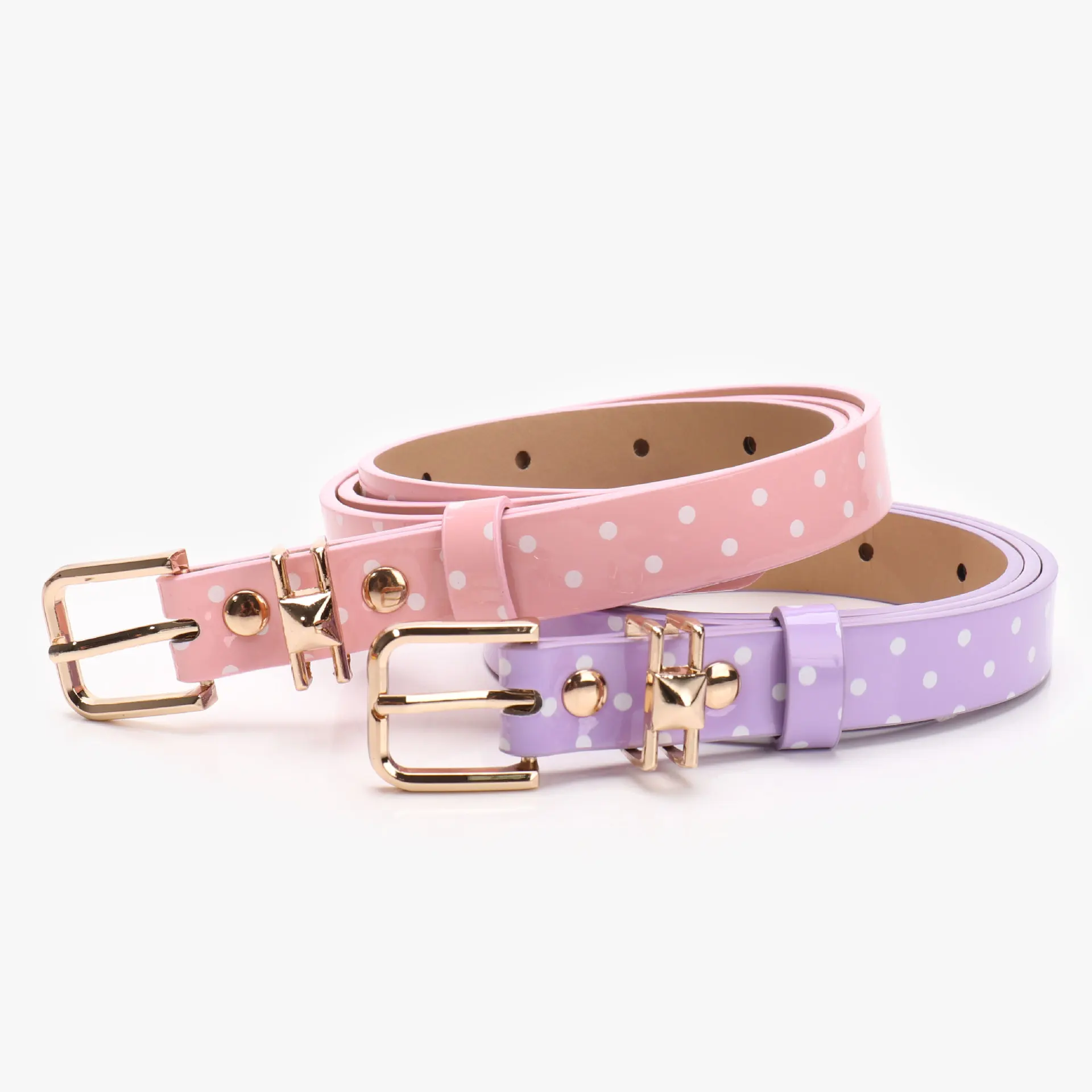 New Women PU Leather Polka Dot Pin Buckle Belt Eye‑Catching Dot Motif Flexible Soft Strap Body Playful Chic Silhouette  Female