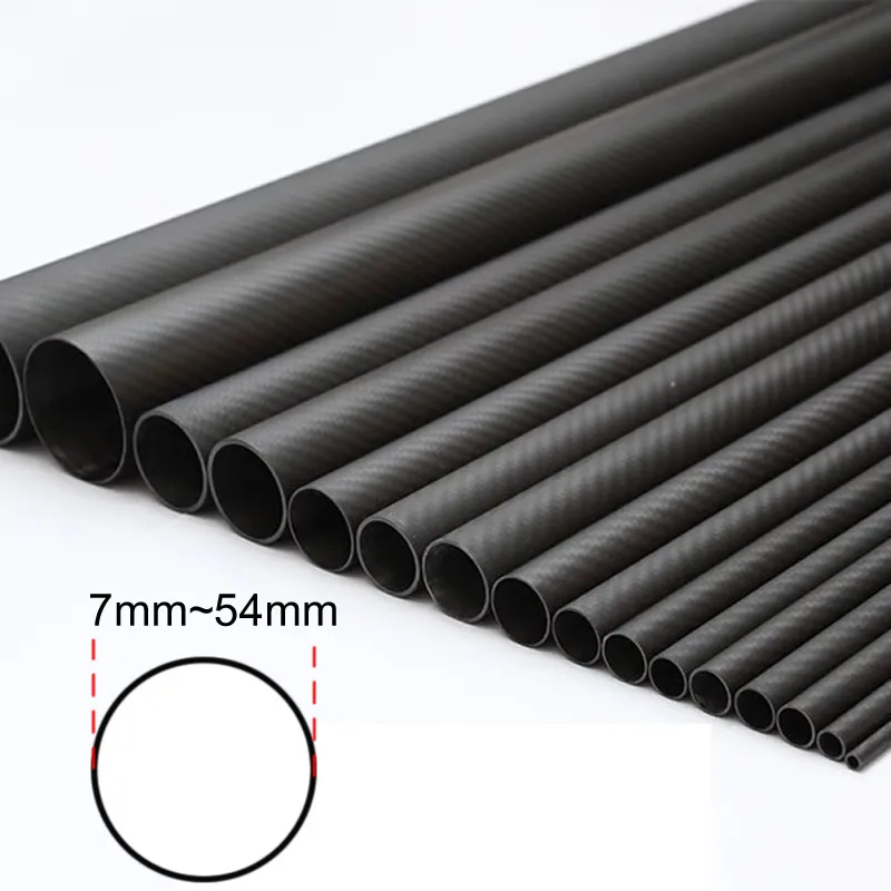 3K Carbon Fiber Tube Pipe Matte and Bright Surface 2mm Wall Thickness 7-54mm OD Corrosion Resistant for Bicycle Frames