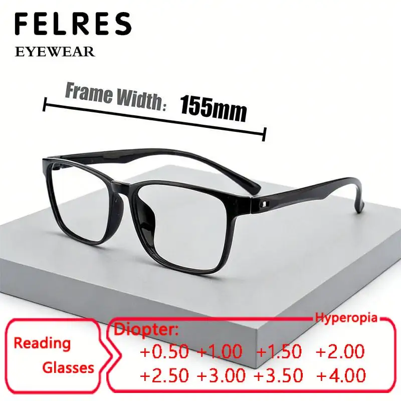 

155mm Ultra Wide Lightweight TR Reading Glasses Men Retro Artistic Presbyopic Glasses Suitable for Chubby Faces Clear Lens