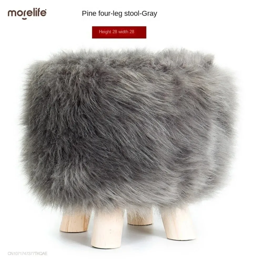 Nordic Creative Plush Shoe Changing Low Stool Home Living Room Fabric Imitation Wool Sofa Stools Small Ottoman Bench Furniture