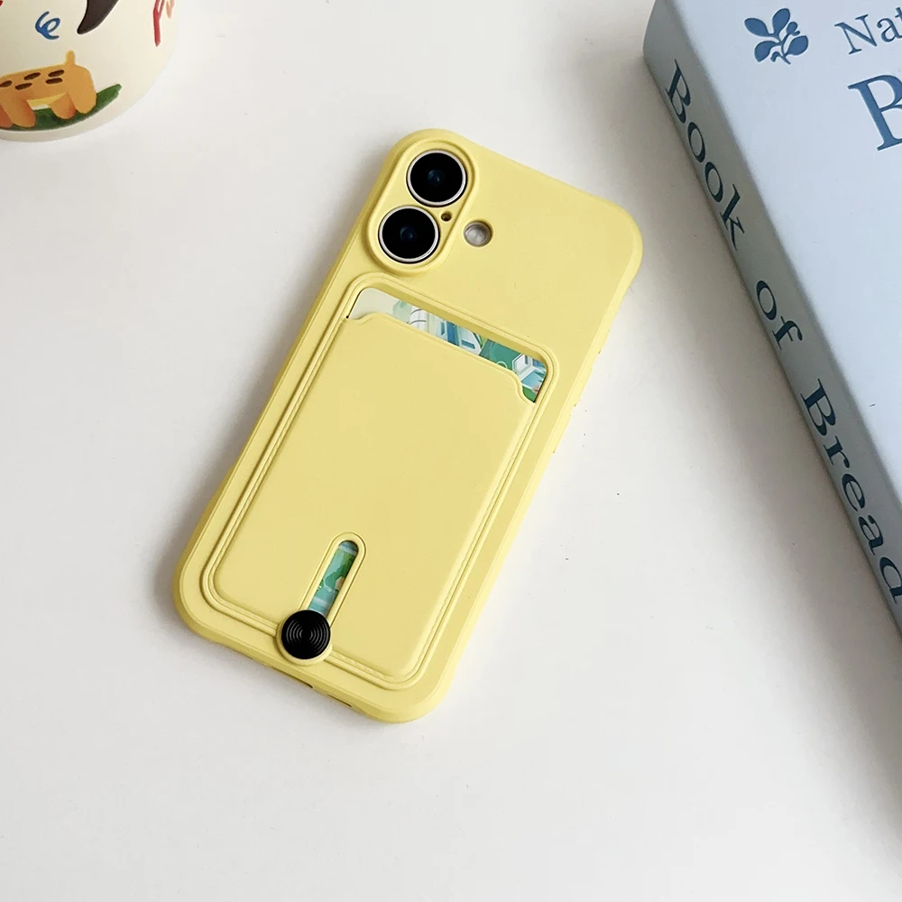 Weiche Silikon-Kartenhalter-Brieftaschen-Handyhülle für iPhone 17 16 16e 15 14 Plus 13 12 Mini 11 Pro Max Plus mit Kameraschutzabdeckung – Detail 3