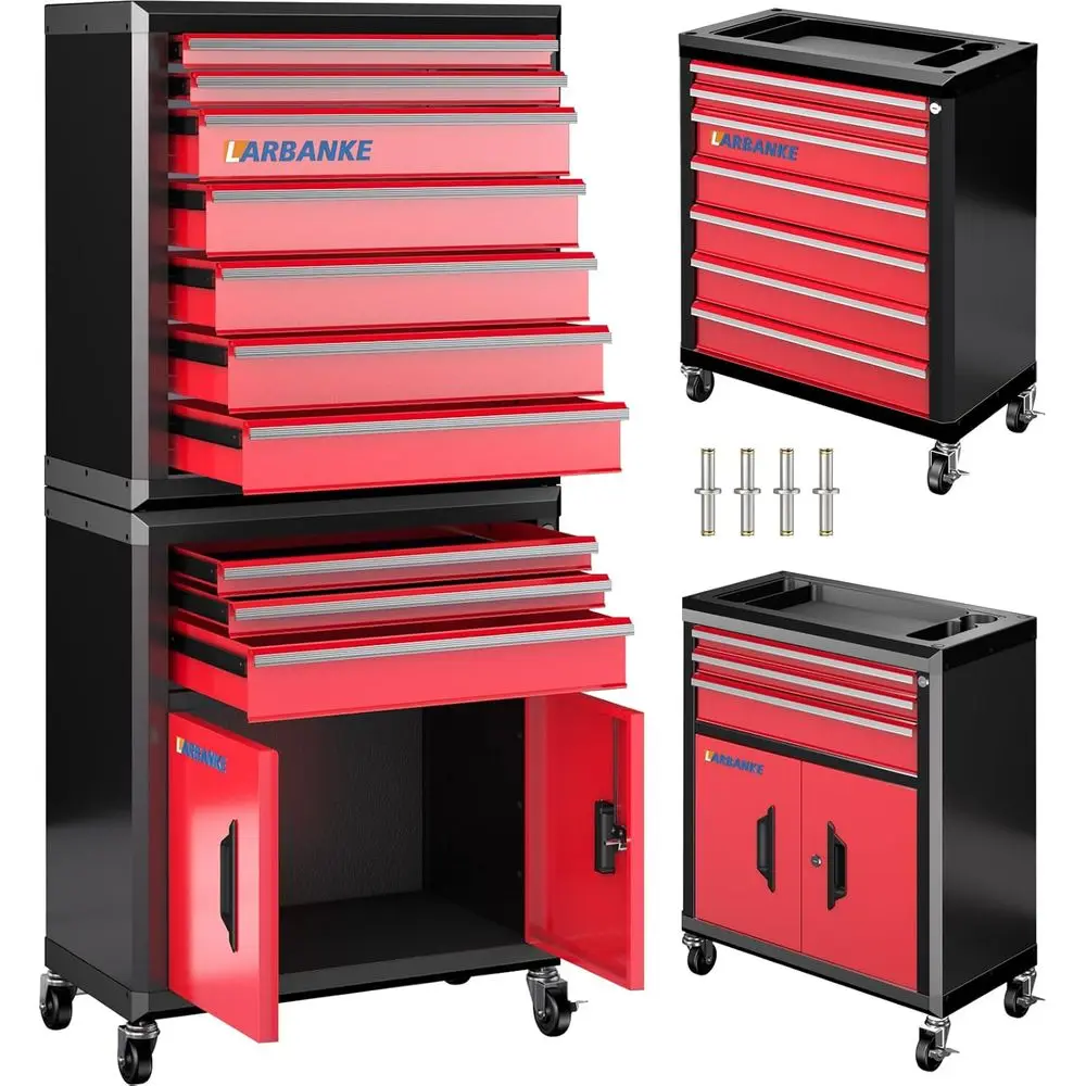 

10-Drawer Rolling Tool Chest with Detachable Countertop, Heavy-Duty Metal Cabinet for Garage and Workshop Organization