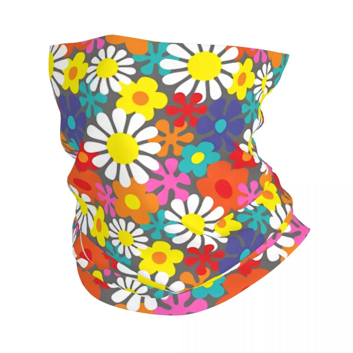 Funky Hippie Flower Power Pattern Thin Wrap Scarf Bandana Neck Gaiter Face Cover Headband