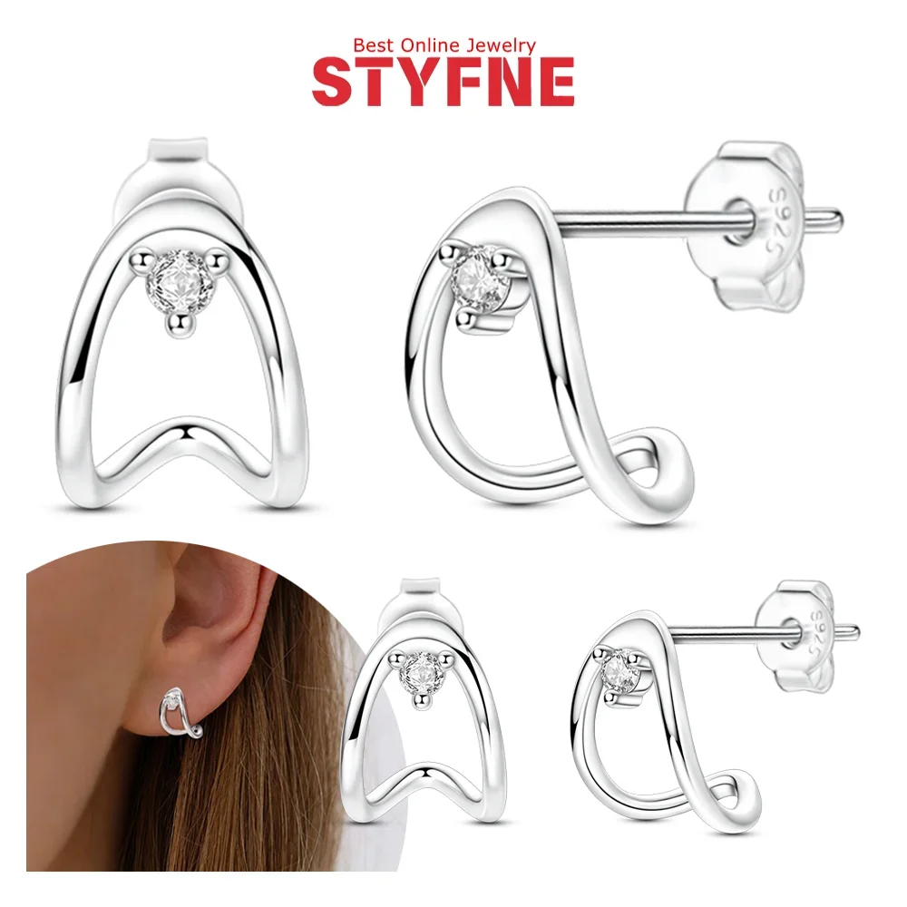 

Earrings 925 Sterling Silver Geometric Line Simple Curve Stud Earrings for Women Daily Wear Matching Jewerly Birthday Gifts