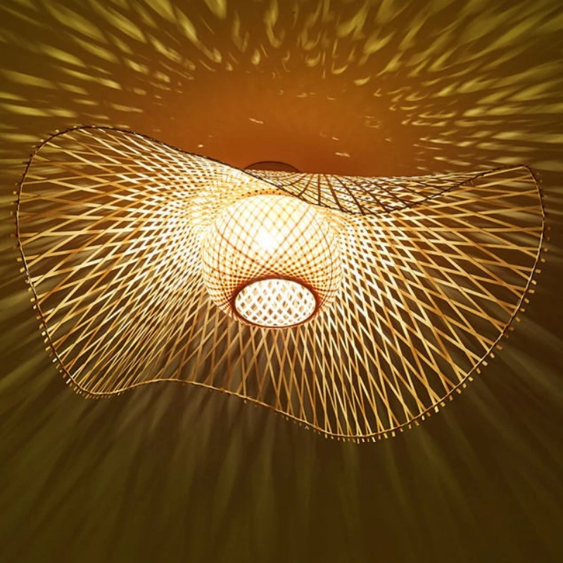 Japanese Designer Style Dining Room Restaurant Clothing Store Bamboo Weaving Ceiling Light Creatives Novelty Ornaments Luminaire